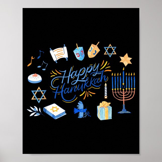Poster Funny Menorah Hanukkah 2025 Meowzel Chanukah Jewis (Frente)