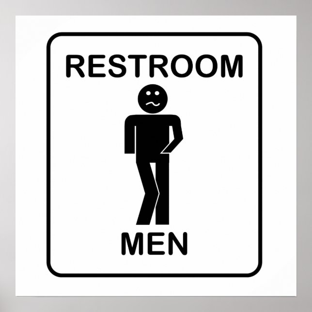 Poster Funny Men's Restroom Sign (Frente)