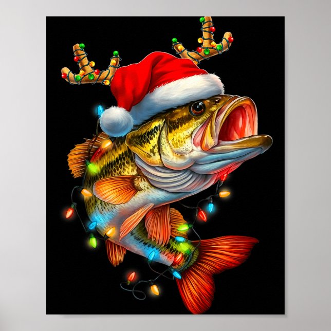 Poster Funny Merry Fishmas B Fish Fishing Christmas Xmas  (Frente)