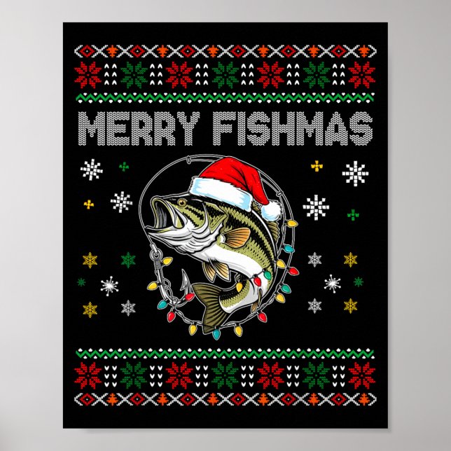 Poster Funny Merry Fishmas B Fishing Christmas Ugly Sweat (Frente)