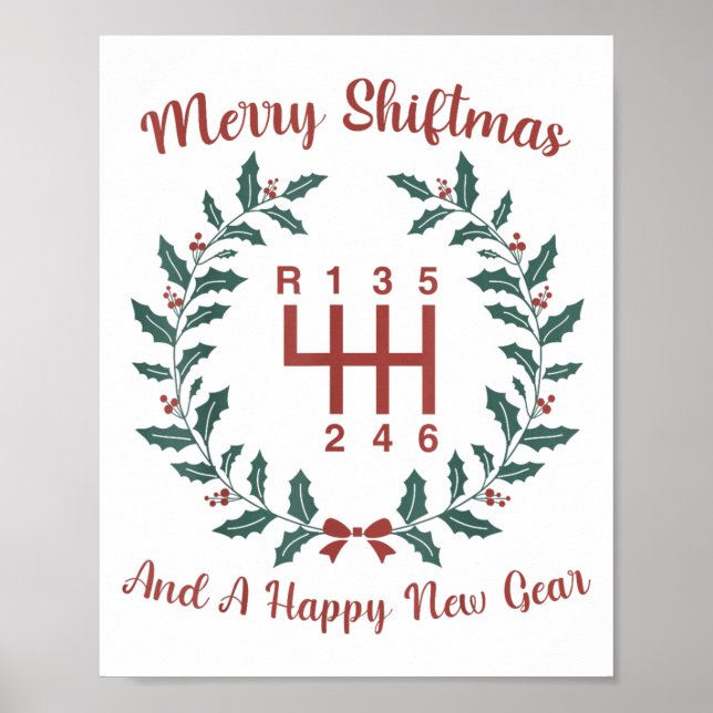 Poster Funny Merry Shiftmas And A Happy New Quote Mechani (Frente)