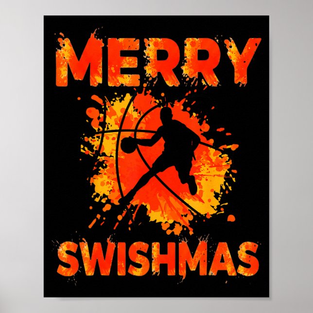 Poster Funny Merry Swishmas Ugly Christmas Basketball Pla (Frente)