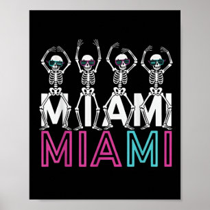 Poster Funny Miami Florida Halloween Skeleton Click Graph