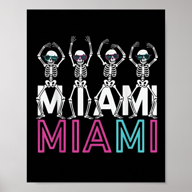 Poster Funny Miami Florida Halloween Skeleton Click Graph (Frente)