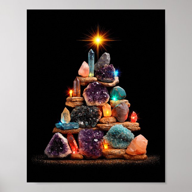 Poster Funny Minerals Christmas Tree Graphic Crystals  (Frente)