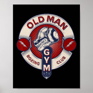 Poster Funny Mma Old Man BoxClub Combate Esporte Papare