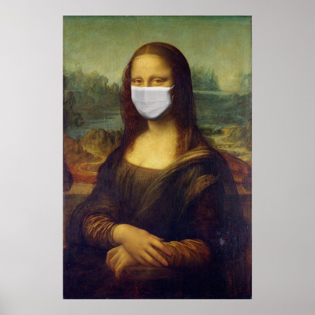 Poster Funny Monalisa Veste Máscara Facial Coronavírus (Frente)