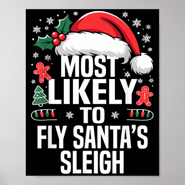 Poster Funny Most Likely To Christmas Family Pajama Match (Frente)