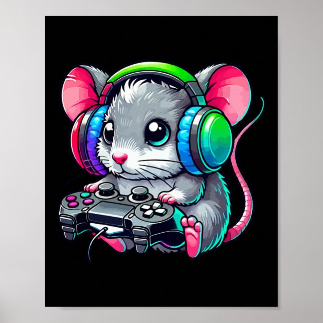 Poster Funny Mouse Video Games Lover Gamer Gaming  (Frente)