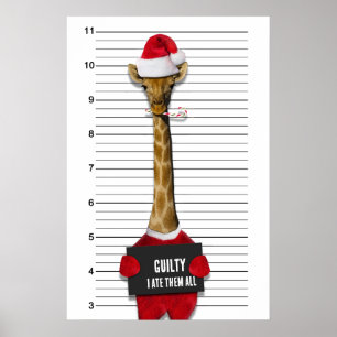 Poster Funny Mugshot Natal Guilherme Giraffe