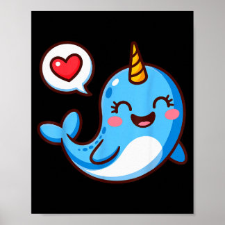 Poster Funny Narwhal Art For Men Women Kids Narwhal Lover