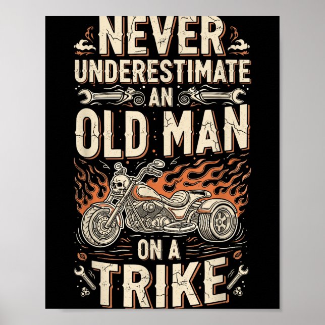 Poster Funny Never Underestimate An Old Man On A Trike Gr (Frente)