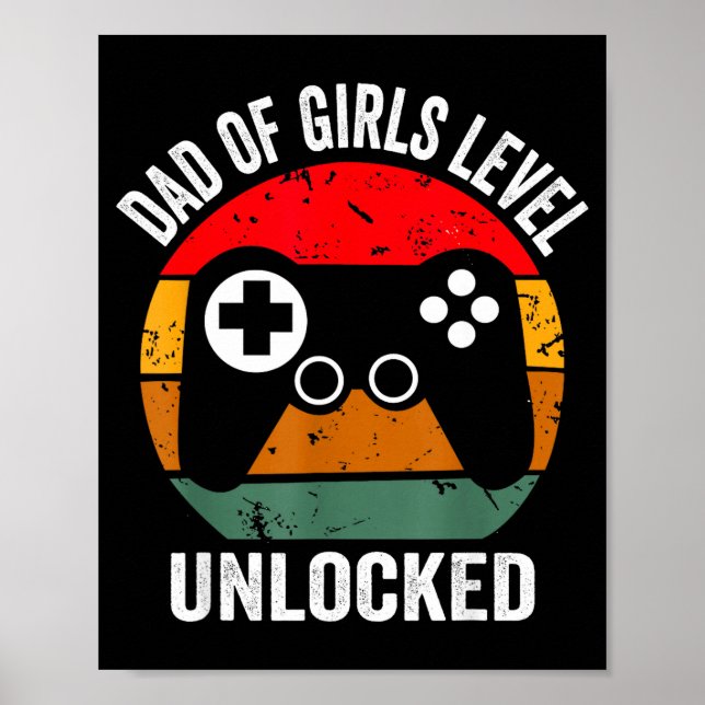 Poster Funny New Dad Shirt Dad Of Girls Level Unlocked Te (Frente)