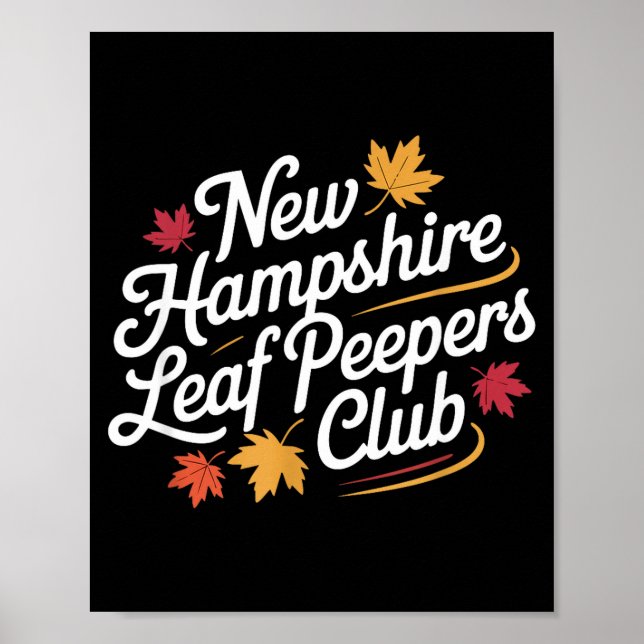 Poster Funny New Hampshire Leaf Er's Club Autumn Fall Lea (Frente)
