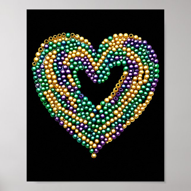 Poster Funny New Orleans Beads Heart We Stand Nola Strong (Frente)