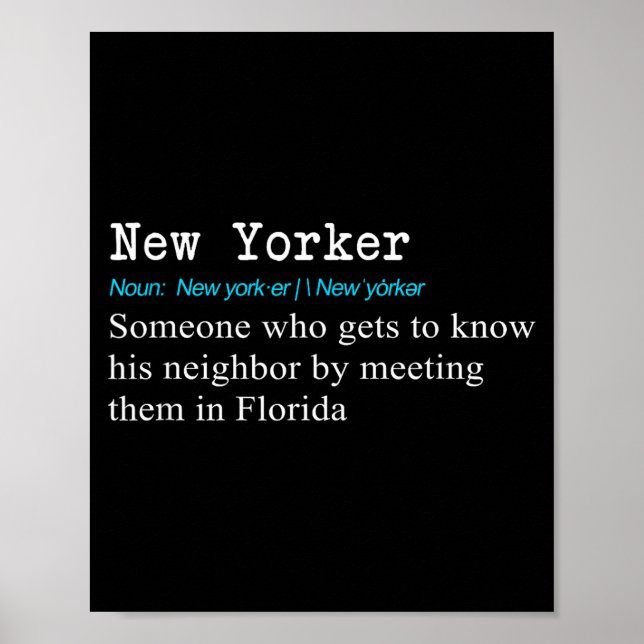 Poster Funny New Yorker Dictionary Definition Gif  (Frente)