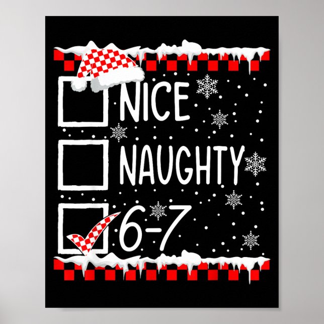 Poster Funny Nice Naughty 67 Christmas Brain Rot Six Seve (Frente)