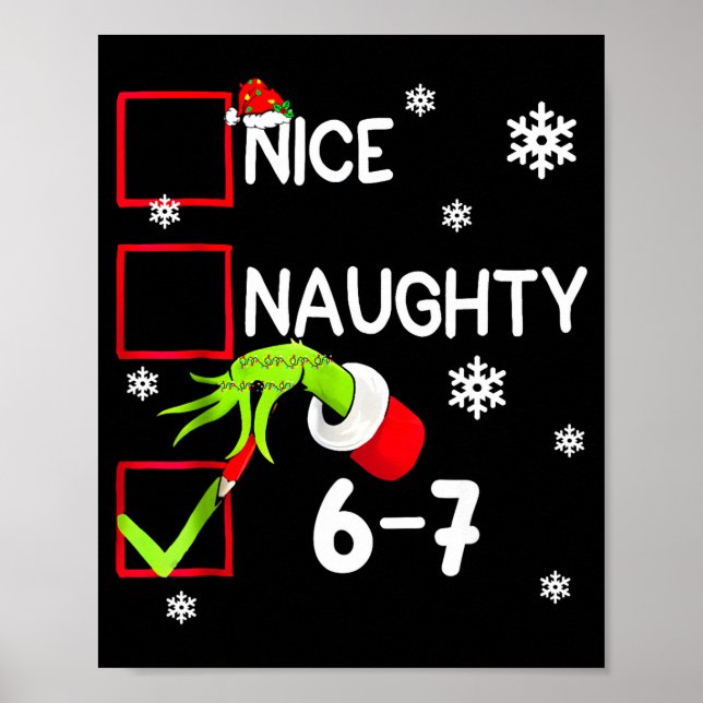 Poster Funny Nice Naughty 6 7 Christmas 67 Meme Xmas Boys (Frente)