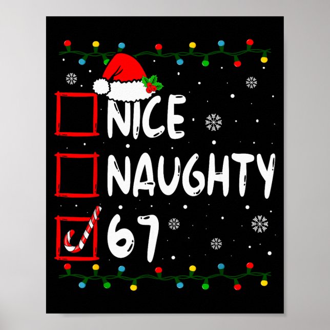 Poster Funny Nice Naughty 6 7 Christmas 67 Meme Xmas Boys (Frente)