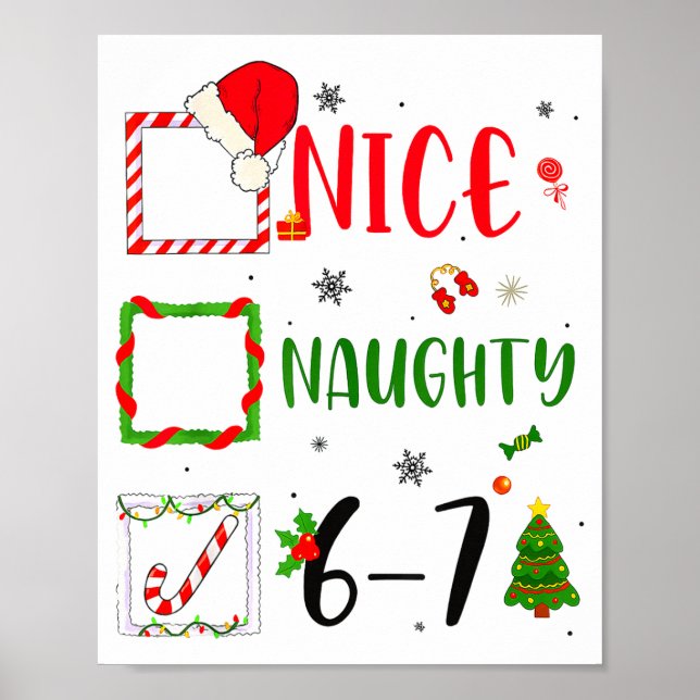 Poster Funny Nice Naughty 6 7 Meme Christmas Six Seven  (Frente)