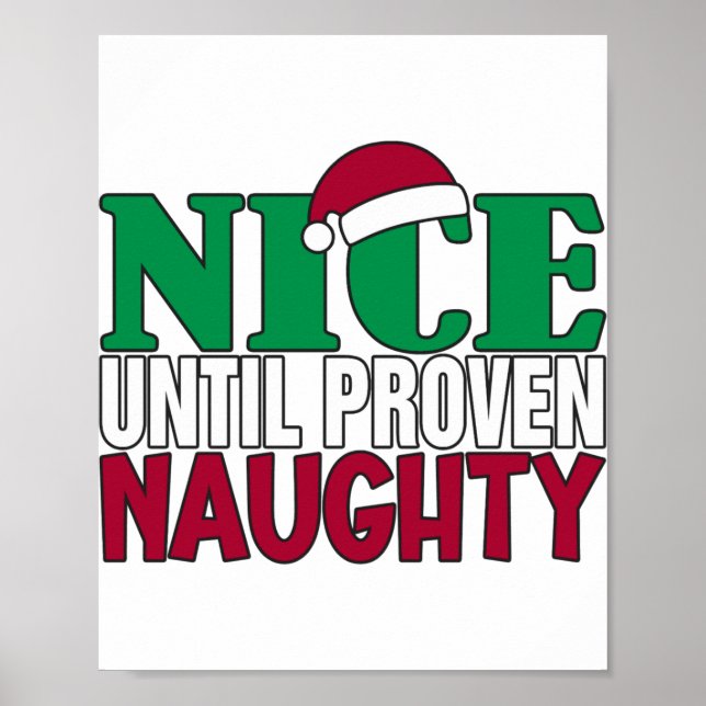 Poster Funny Nice Until Proven Naughy Christmas Joke  (Frente)