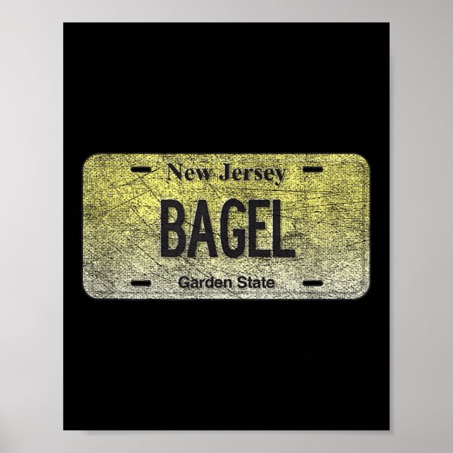 Poster Funny Nj State Vanity License Plate Bagel  (Frente)