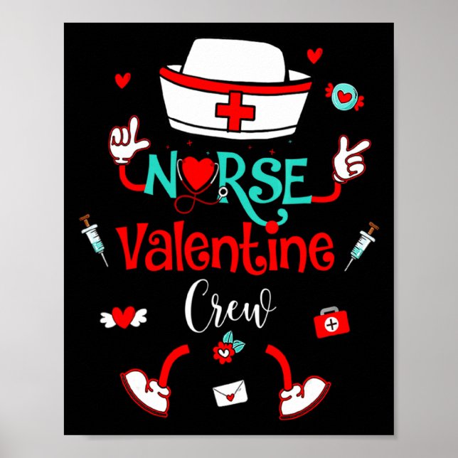 Poster Funny Nurse Valentines Day Nurse Crew Family Group (Frente)