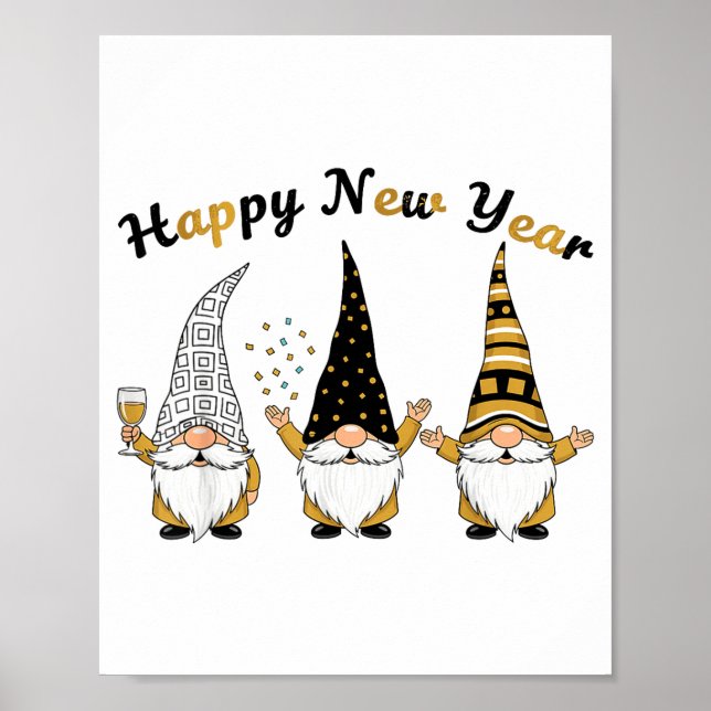 Poster Funny Nye Gnome Shirts For Women, Happy New Year 2 (Frente)