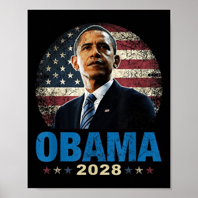 Poster Funny Obama 2028 Us Flag (Frente)