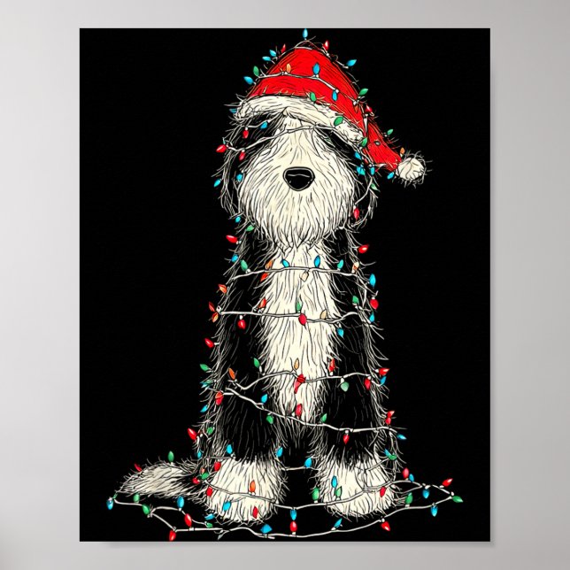 Poster Funny Old English Sheepdog Christmas Graphics Dog  (Frente)