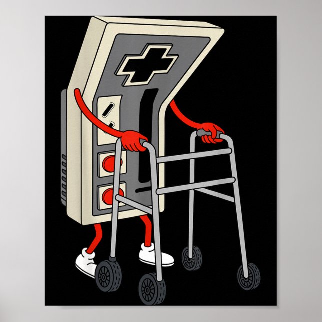 Poster Funny Old Gamer Gaming Retro 80s 90s Video Game Ol (Frente)