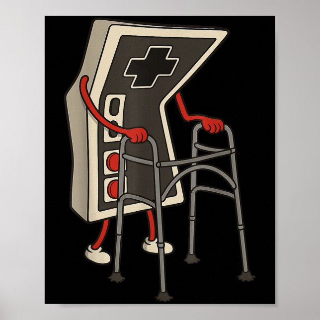 Poster Funny Old Gamer Gaming Retro 80s 90s Video Game Ol (Frente)