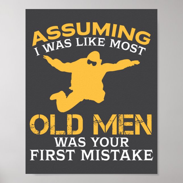 Poster Funny Old Men Who Loves Skydiving  (Frente)