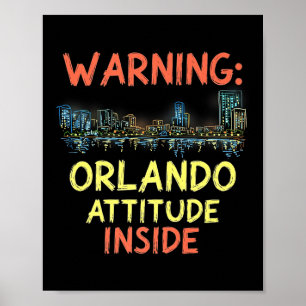 Poster Funny Orlando Florida Night Skyline Vintage Premiu