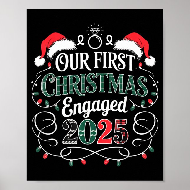 Poster Funny Our First Christmas Engaged 2025 Couples Paj (Frente)