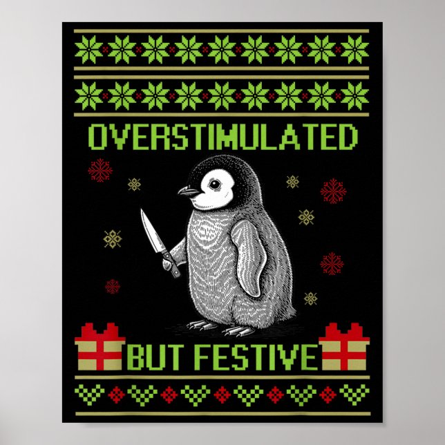 Poster Funny Overstimulated But Festive Christmas Ugly Pe (Frente)