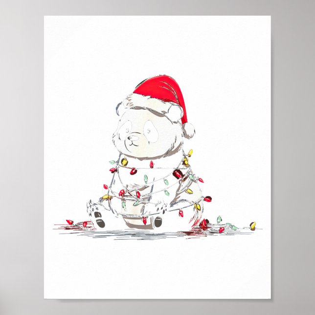 Poster Funny Panda Christmas Graphics Animal Lights Lover (Frente)