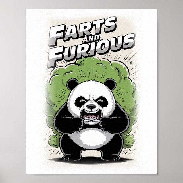 Poster Funny Panda making a Fart on a White (Frente)