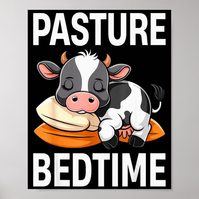 Poster Funny Pasture Bedtime Cute Cow Pajamas Pj Sleep  (Frente)