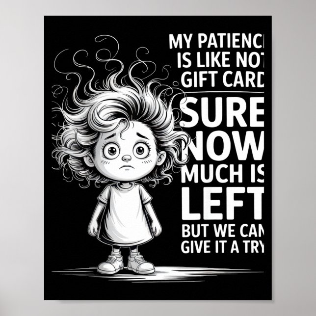 Poster Funny Patience Gift Card Quote Retro Mpy Outfit Fo (Frente)