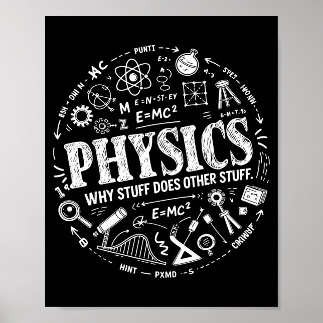 Poster Funny Physics Quote For Science Lovers And Stem St (Frente)