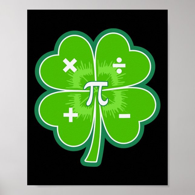Poster Funny Pi Day Math Patricks Day Luck Shamrock Green (Frente)