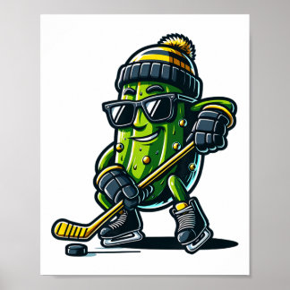 Poster Funny Pickle Playing Hockey Sports Humor And Winte