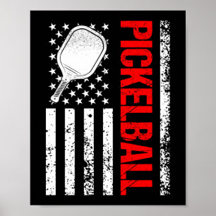 Poster Funny Pickleball American Flag American
