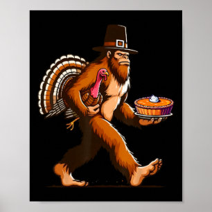 Poster Funny Pilgrim Sasquatch Yeti E Pumpkin Pie Obrigad