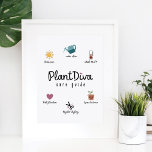 Poster Funny Plant Diva Care Guide<br><div class="desc">Você está louco por plantas? Ou conhece alguém que é uma diva total de plantas? Então este poster do "Guia de Cuidados da Planta Diva" é perfeito para você mesmo ou como presente. Nosso design apresenta seis ícones de tratamento de plantas com instruções/requisitos divertidos embaixo de cada um. O "Guia...</div>