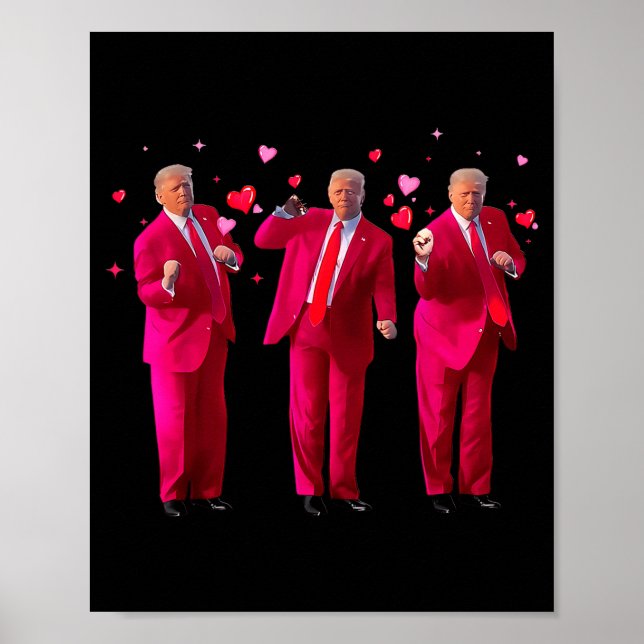 Poster Funny President Trump Dancing Donald Trump Heart V (Frente)