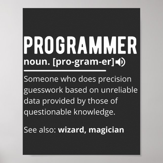 Poster Funny Programmer Code Developer Meaning Definition (Frente)