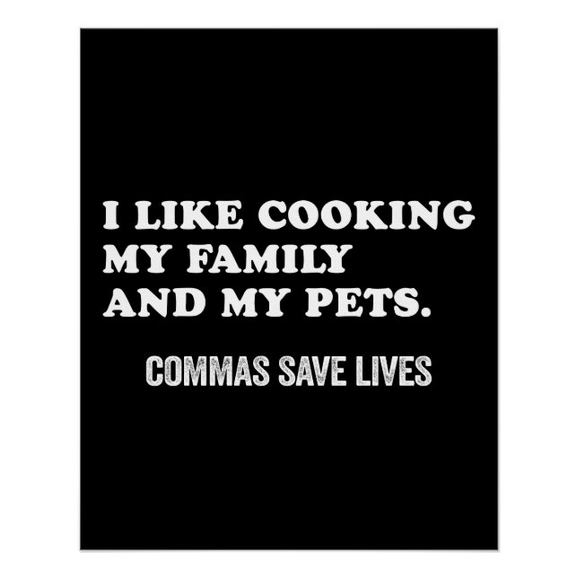 Pôster Funny Punctuation Saying Commas Save Lives (Frente)