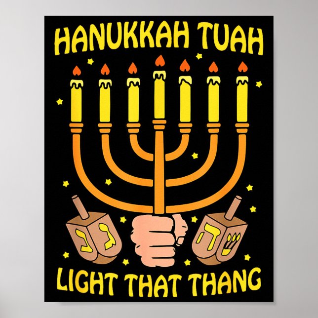 Poster Funny Quote Hanukkah Tuah Light That Thang Design  (Frente)